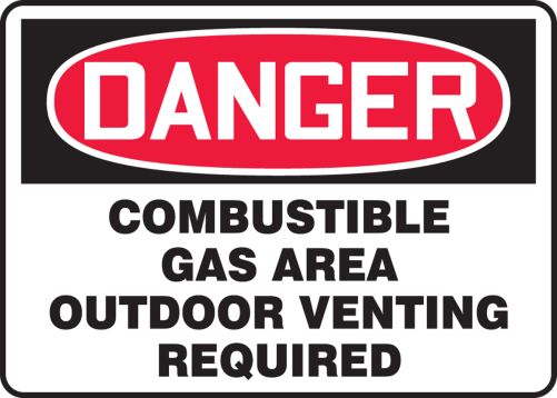 DANGER COMBUSTIBLE GAS AREA OUTDOOR VENTING REQUIRED