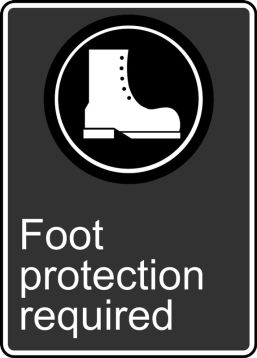 Safety Sign, Legend: FOOT PROTECTION REQUIRED (CHAUSSURES DE SÉCURITÉ OBLIGATOIRES)