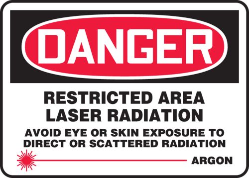 RESTRICTED AREA LASER RADIATION AVOID EYE OR SKIN EXPOSURE TO DIRECT OR SCATTERED RADIATION ARGON (W/GRAPHIC)