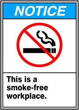 Safety Sign, Header: NOTICE, Legend: NOTICE THIS IS A SMOKE-FREE WORKPLACE