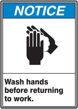 WASH HANDS BEFORE RETURNING TO WORK (W/GRAPHIC)