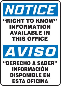 ”RIGHT TO KNOW” INFORMATION AVAILABLE IN THIS OFFICE (BILINGUAL)