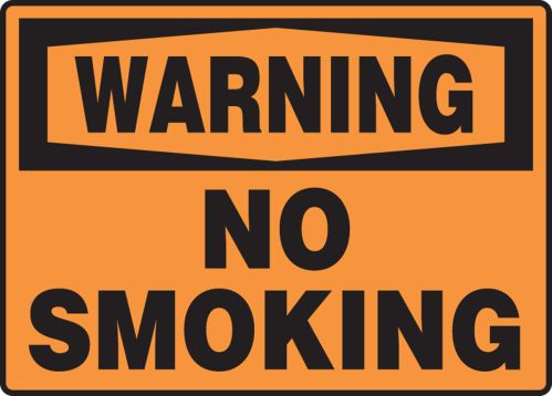 Safety Sign, Header: WARNING, Legend: NO SMOKING