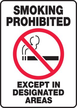SMOKING PROHIBITED EXCEPT IN DESIGNATED AREAS (W/GRAPHIC)