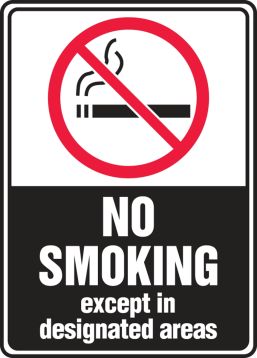 NO SMOKING EXCEPT IN DESIGNATED AREAS (W/GRAPHIC)