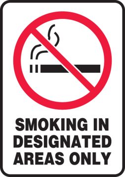 SMOKING IN DESIGNATED AREAS ONLY (W/GRAPHIC)