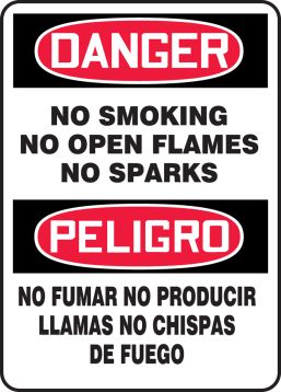 NO SMOKING NO OPEN FLAMES NO SPARKS (BILINGUAL)