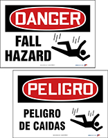 DANGER FALL HAZARD / PELIGRO PELIGRO DE CAIDAS (W/IMAGE)