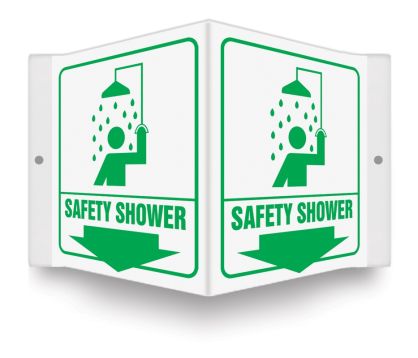 Safety Sign, Legend: SAFETY SHOWER (W/GRAPHIC) (ARROW)
