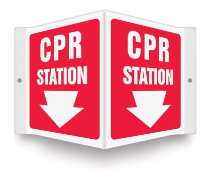 Safety Sign, Legend: CPR STATION (ARROW)