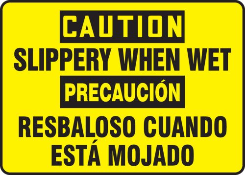CAUTION SLIPPERY WHEN WET (BILINGUAL - SPANISH)