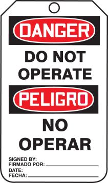 DANGER DO NOT OPERATE / PELIGRO NO OPERAR