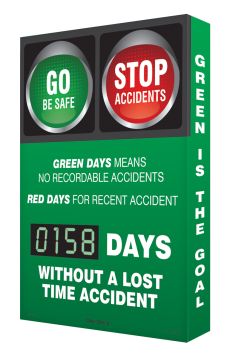 Motivation Product, Legend: GO BE SAFE STOP ACCIDENTS GREEN DAYS MEANS NO RECORDABLE ACCIDENTS RED DAYS FOR RECENT ACCIDENT #### DAYS WITHOUT A L...