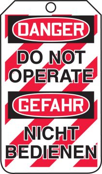 DANGER DO NOT OPERATE (LOCK OUT TAG)(English/German)
