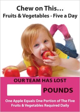  Digi-Day® Magnetic Face: Chew On This - Fruits & Vegetables - Five A Day - Our Team Has Lost _ Pounds