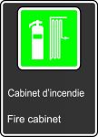 Safety Sign, Legend: FIRE CABINET (CABINET D'INCENDIE)