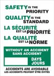 SAFETY IS THE PRIORITY QUALITY IS THE STANDARD WITHOUT AN ACCIDENT #### DAYS ACCIDENTS ARE AVOIDABLE (Bilingual)
