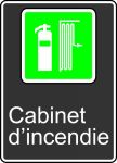 Safety Sign, Legend: FIRE CABINET (CABINET D'INCENDIE)