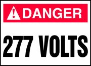 Safety Label, Header: DANGER, Legend: 277 VOLTS