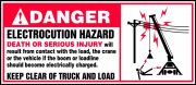 ANSI ISO Danger Safety Sign: Electrocution Hazard - Keep Clear of Truck and Load