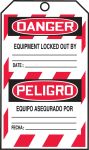 DANGER DO NOT OPERATE THIS TAG & LOCK TO BE REMOVED ONLY BY PERSON SHOWN ON BACK-(SPANISH)