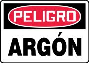 Safety Sign, Header: DANGER, Legend: DANGER ARGON