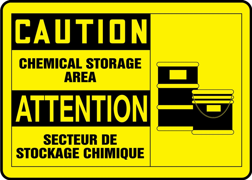 Safety Label, Header: CAUTION, Legend: CAUTION-CHEMICAL STORAGE AREA (BILINGUAL FRENCH)