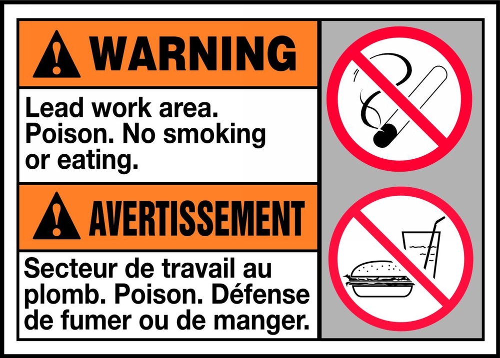 WARNING LEAD WORK AREA POISON NO SMOKING OR EATING (W/GRAPHIC)