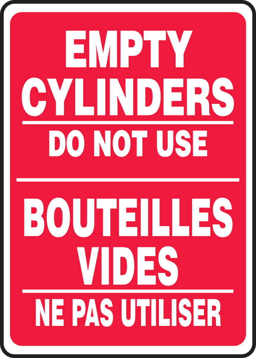 EMPTY CYLINDERS DO NOT USE (BILINGUAL FRENCH - BOUTEILLES VIDES NE PAS UTILISER)