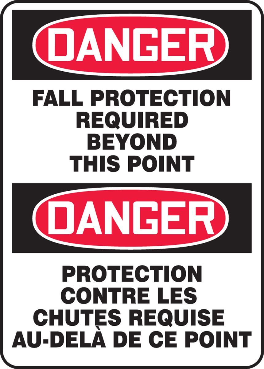 DANGER FALL PROTECTION REQUIRED BEYOND THIS POINT