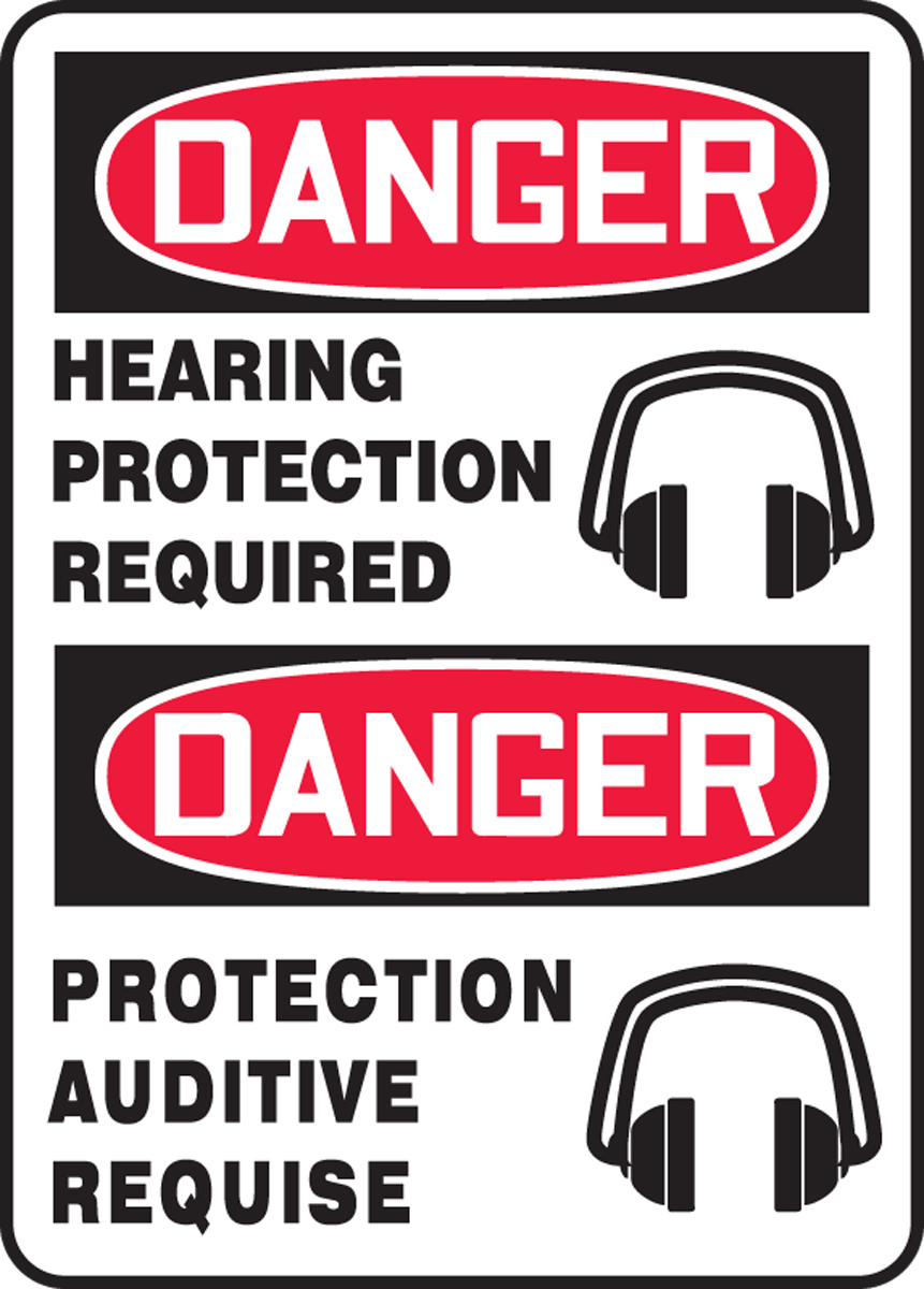 DANGER-HEARING PROTECTION REQUIRED (BILINGUAL FRENCH)