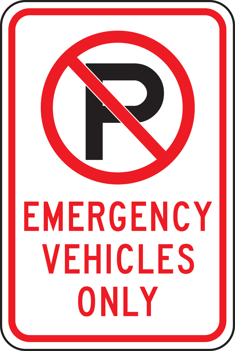 (NO PARKING SYMBOL) EMERGENCY VEHICLES ONLY