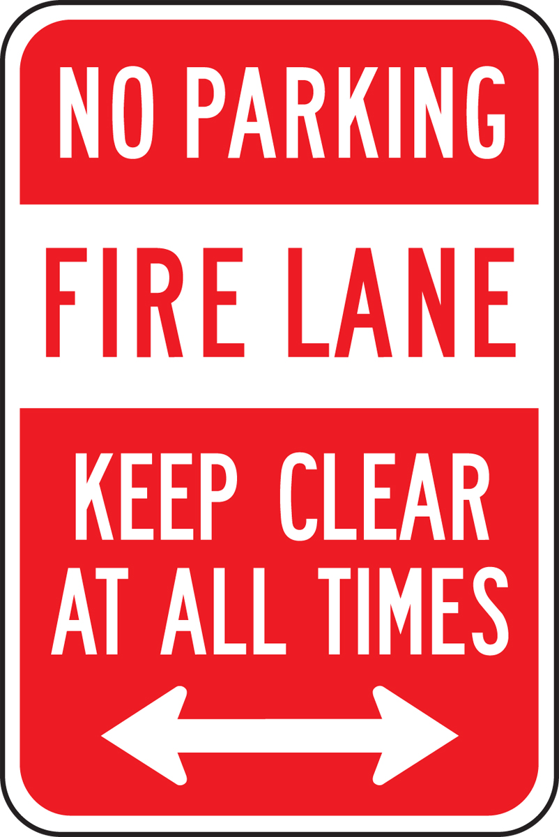 NO PARKING FIRE LANE KEEP CLEAR AT ALL TIMES <----->