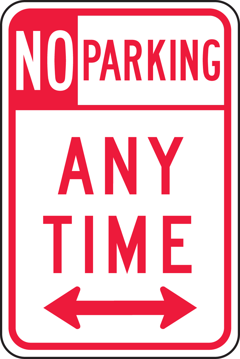 NO PARKING ANY TIME <----->