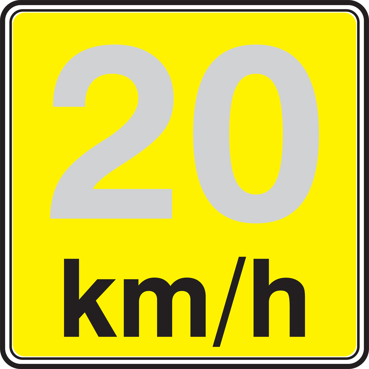 Traffic Sign, Legend: (CHOOSE YOUR NUMBER) km/h