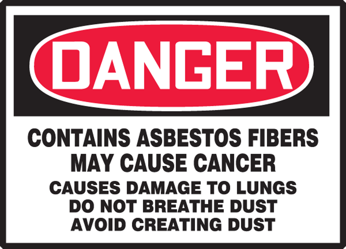 CONTAINS ASBESTOS FIBERS MAY CAUSE CANCER CAUSES DAMAGE TO LUNGS DO NOT BREATHE DUST AVOID CREATING DUST