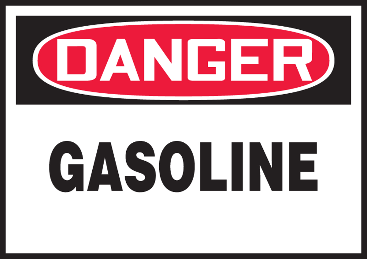 Safety Label, Header: DANGER, Legend: GASOLINE