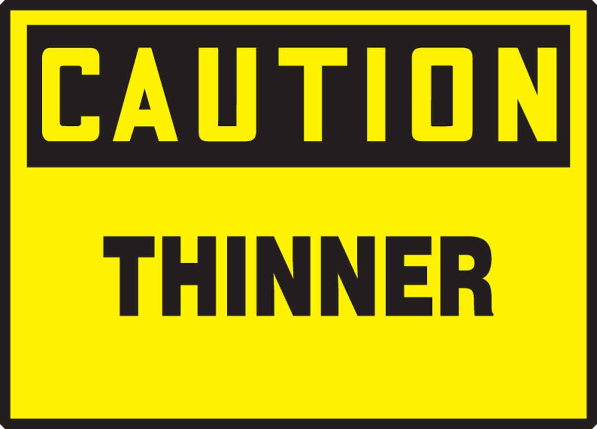 Safety Label, Header: CAUTION, Legend: THINNER