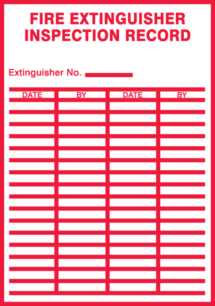 FIRE EXTINGUISHER INSPECTION RECORD
