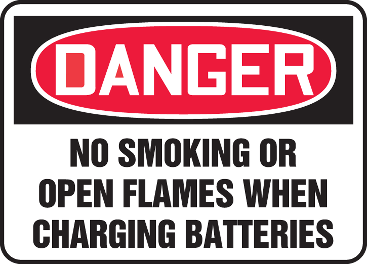 NO SMOKING OR OPEN FLAMES WHEN CHARGING BATTERIES