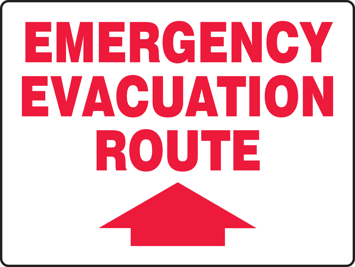 EMERGENCY EVACUATION ROUTE (ARROW UP)