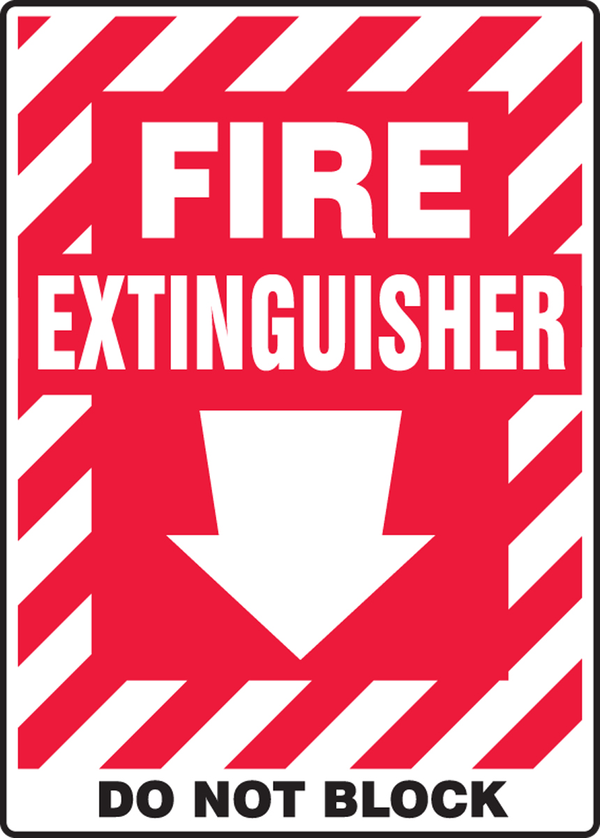 FIRE EXTINGUISHER DO NOT BLOCK (W/GRAPHIC) (ARROW)