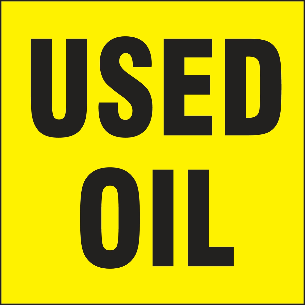 Safety Label, Legend: USED OIL