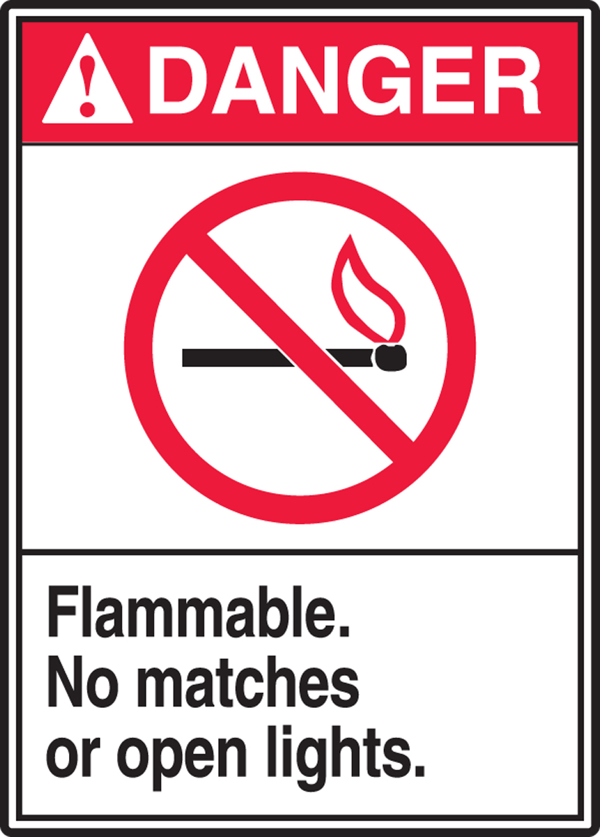 FLAMMABLE NO MATCHES OR OPEN LIGHTS (W/GRAPHIC)