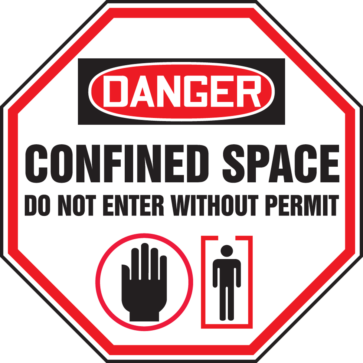 DANGER CONFINED SPACE DO NOT ENTER WITHOUT PERMIT (W/GRAPHIC)