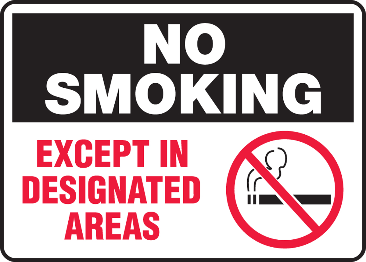 NO SMOKING EXCEPT IN DESIGNATED AREAS (W/GRAPHIC)