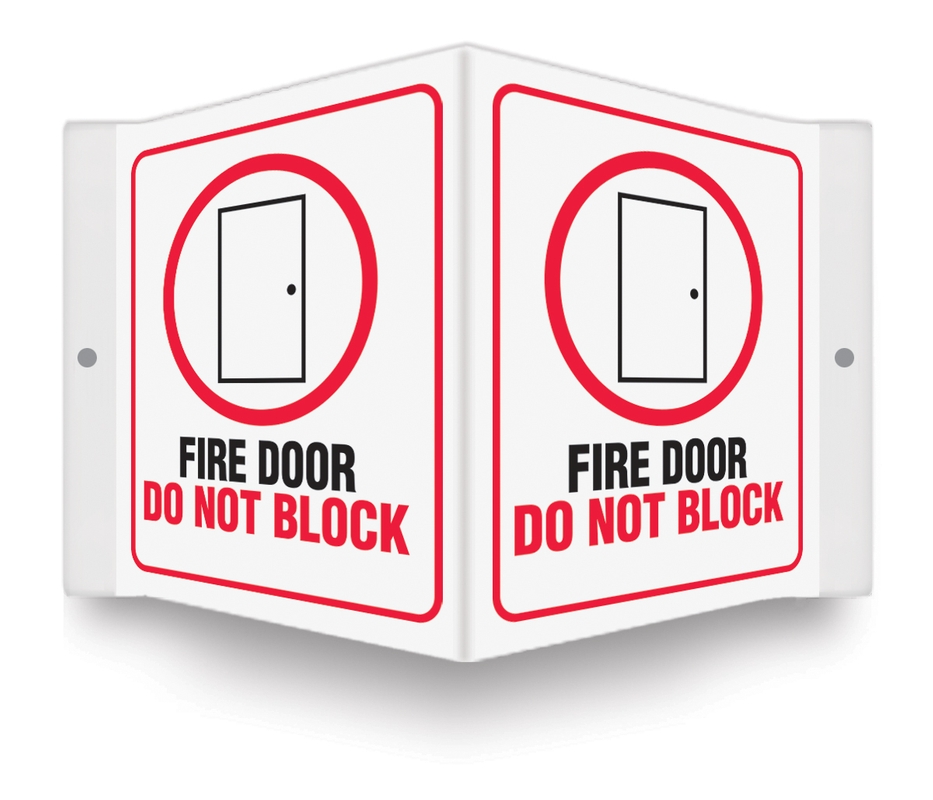 Safety Sign, Legend: FIRE DOOR DO NOT BLOCK