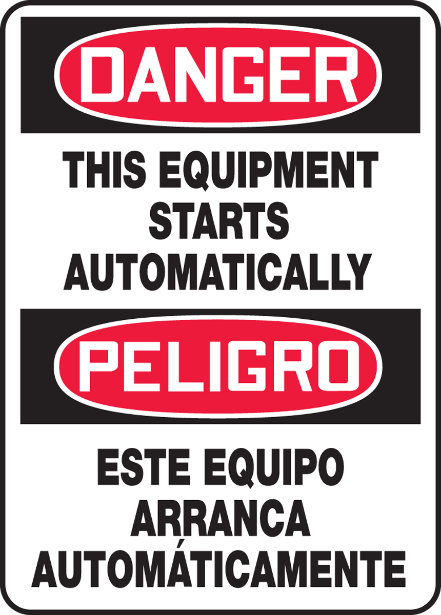 DANGER THIS EQUIPMENT STARTS AUTOMATICALLY (BILINGUAL)