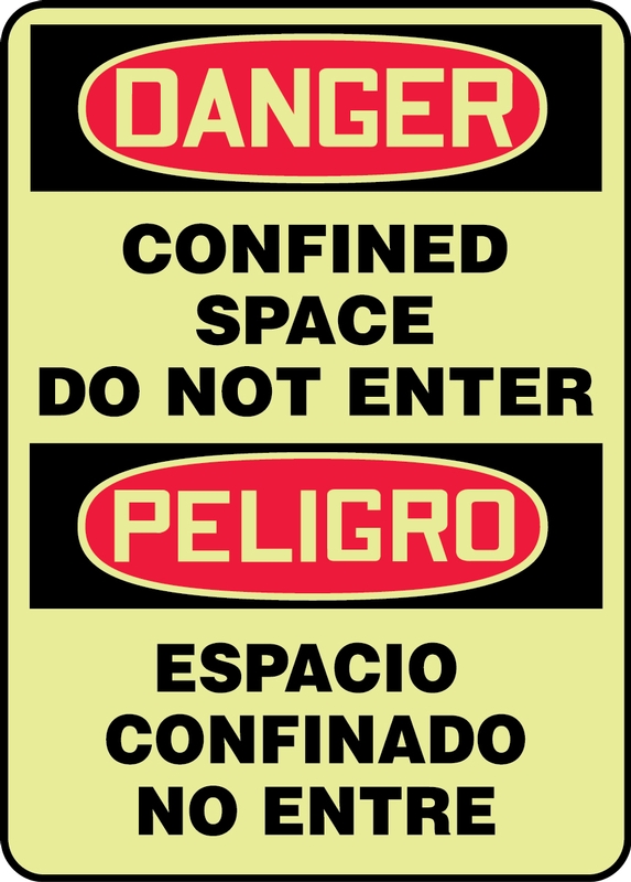 CONFINED SPACE DO NOT ENTER (Glow) (Bilingual)