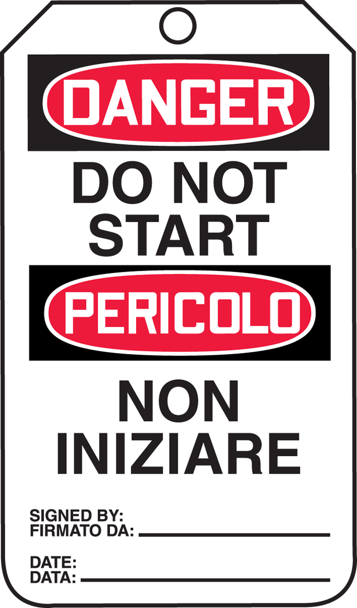 DANGER DO NOT START (English/Italian)